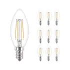 Multipack 10x Philips Corepro LED Candle E14 Filament Clear 4.3W 470lm - 827 Extra Warm White | Replaces 40W