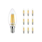 Multipack 10x Noxion Lucent LED E14 Candle Filament Clear 4.5W 470lm - 827 Extra Warm White | Replaces 40W