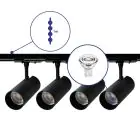 Complete Set 1-Phase Rail 1 Meter Black | incl. 4x Spot + GU10 2700K 3W Dimmable + End Cap, Power Connector